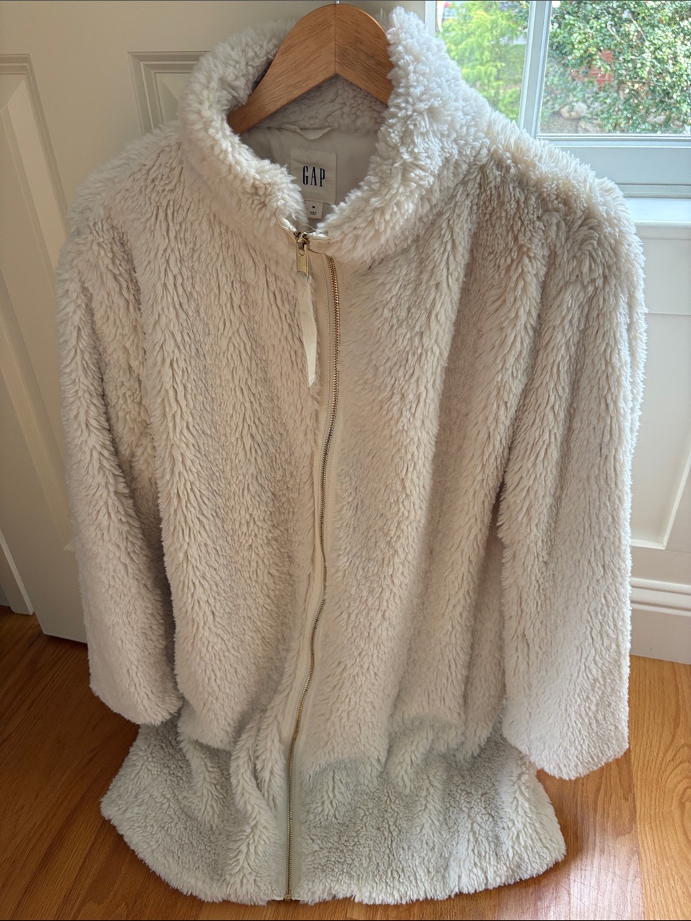 GAP Cream Faux-Sherpa Full-Zip Teddy Jacket